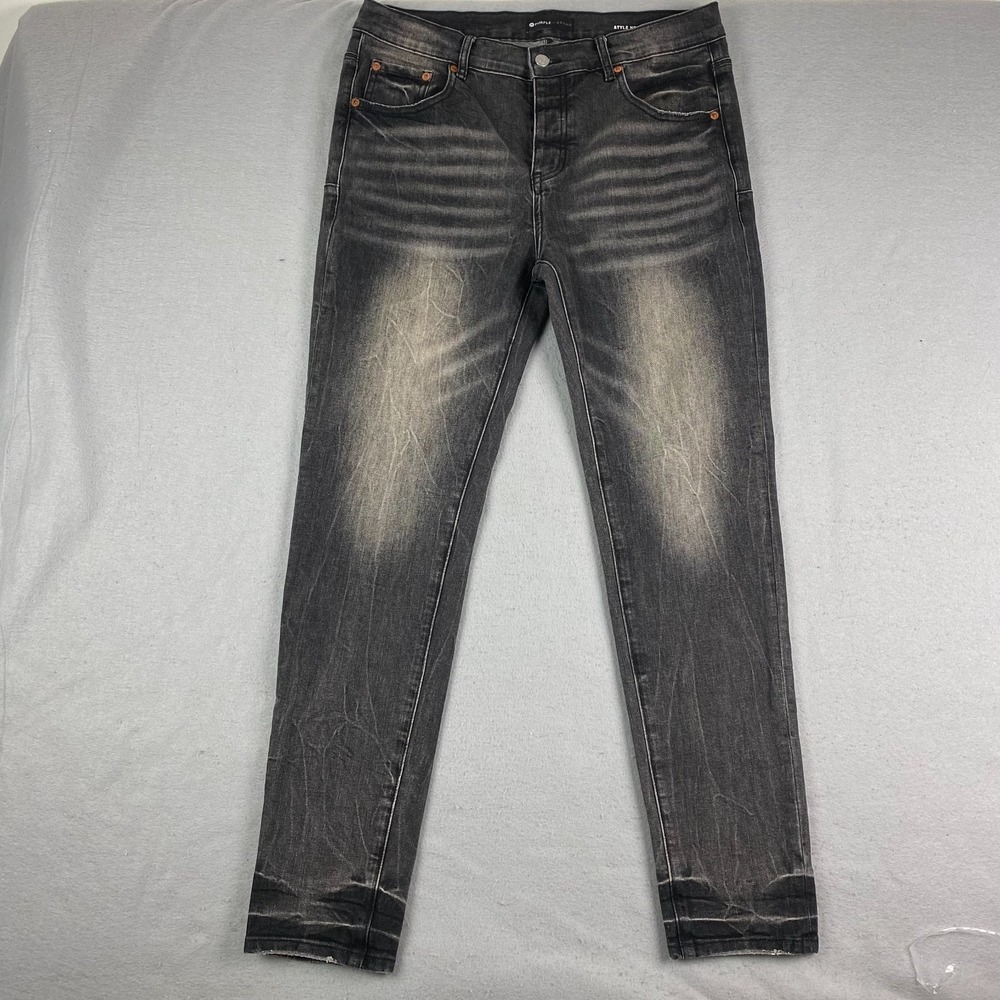Purple Brand P001 Gray whiskers fade Skinny Jeans Actual Size 33